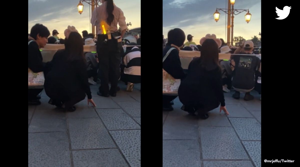 Watch: Japan’s Disneyland tourists cower after the early announcement of the quake