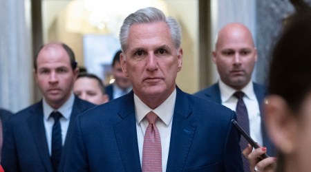 US Speaker of the House Kevin McCarthy, R-California, walks to the House chamber at Capitol Hill, May 30, 2023, in Washington. (AP)