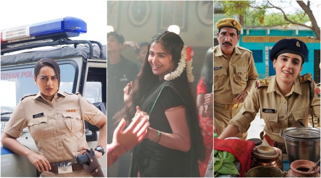 Screengrabs from Dahaad, The Kerala Story and Kathal, via official Instagram pages.