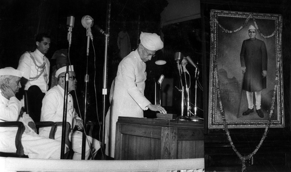 rajendra prasad portrait parliament nehru indian express