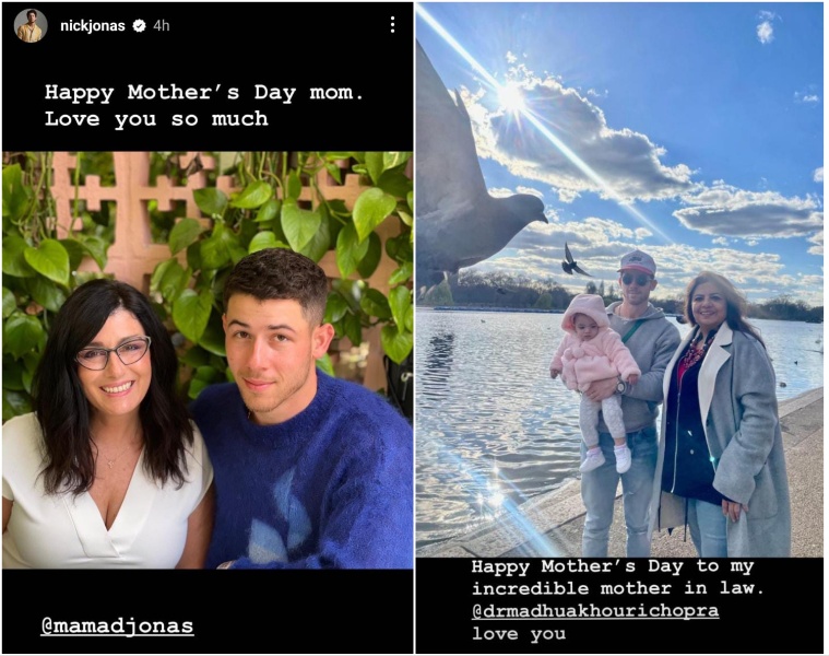 Nick Jonas also wished his mother and mother-in-law by sharing photos with them on his Instagram stories.