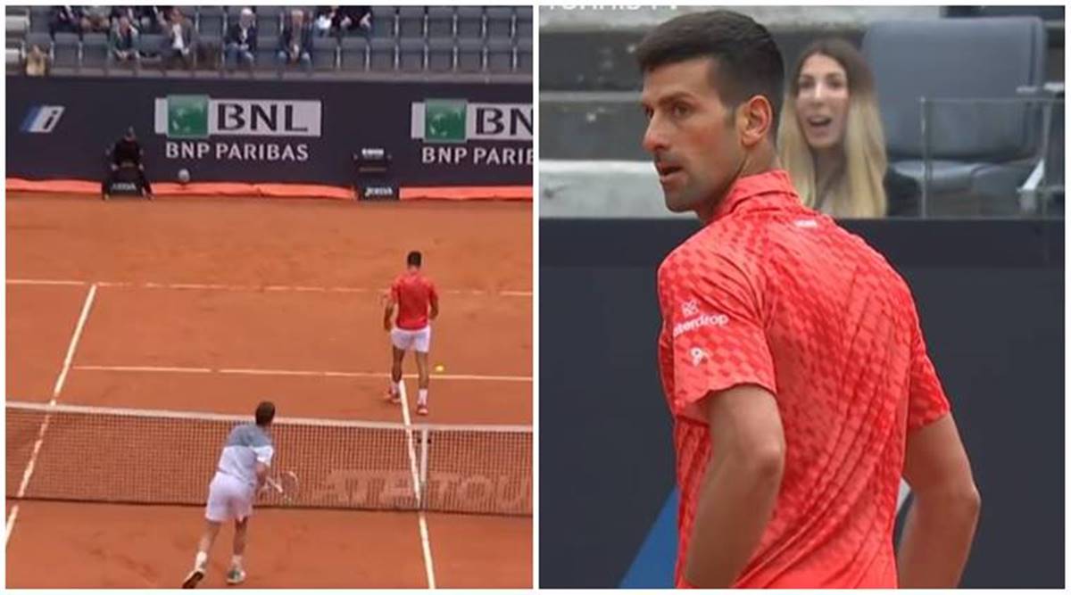 Watch Novak Djokovics death stare after opponent smashes ball at him Tennis News