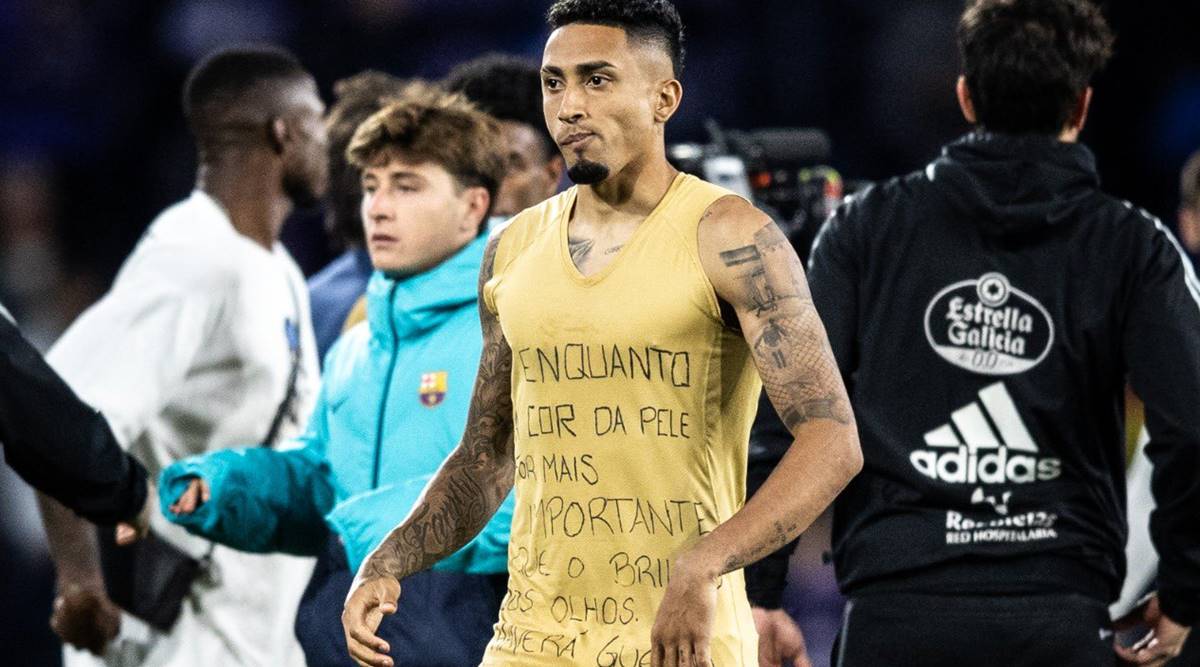 Raphinha shows message of support for Vinicius Junior, Barcelona lose to  Valladolid | Football News - The Indian Express