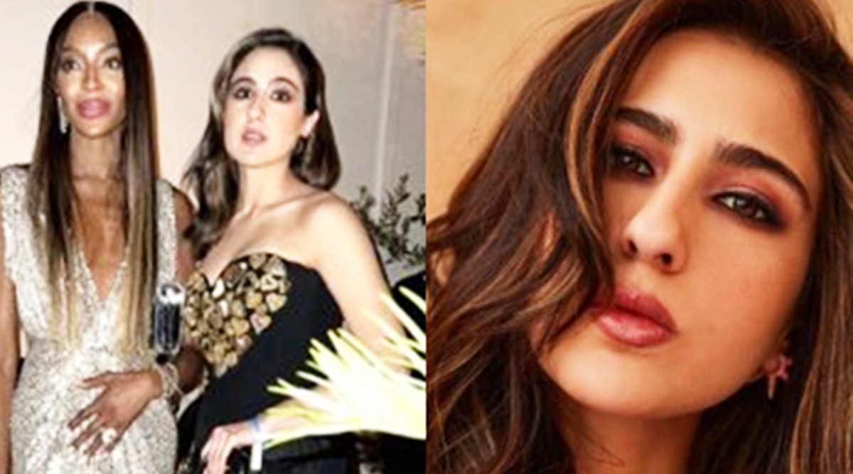 Cannes 2023 Sara Ali Khan Stuns In Black And Gold Outfit As She Poses With Naomi Campbell See 