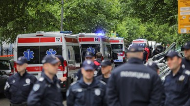 Open fire in a downtown Belgrade, Serbia