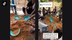 washing dishes with mud