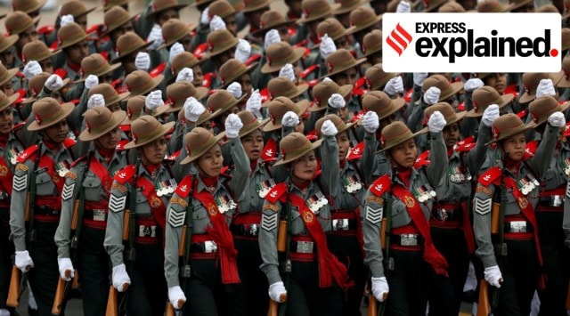 All women contingent during the 74th Republic Day Parade in New Delhi in 2023.
