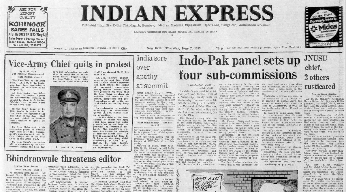 Lt Gen S K Sinha resigns, Pak-India Summit, Jawaharlal Nehru University Students Union, Jinnah, Indian express, Opinion, Editorial, Current Affairs