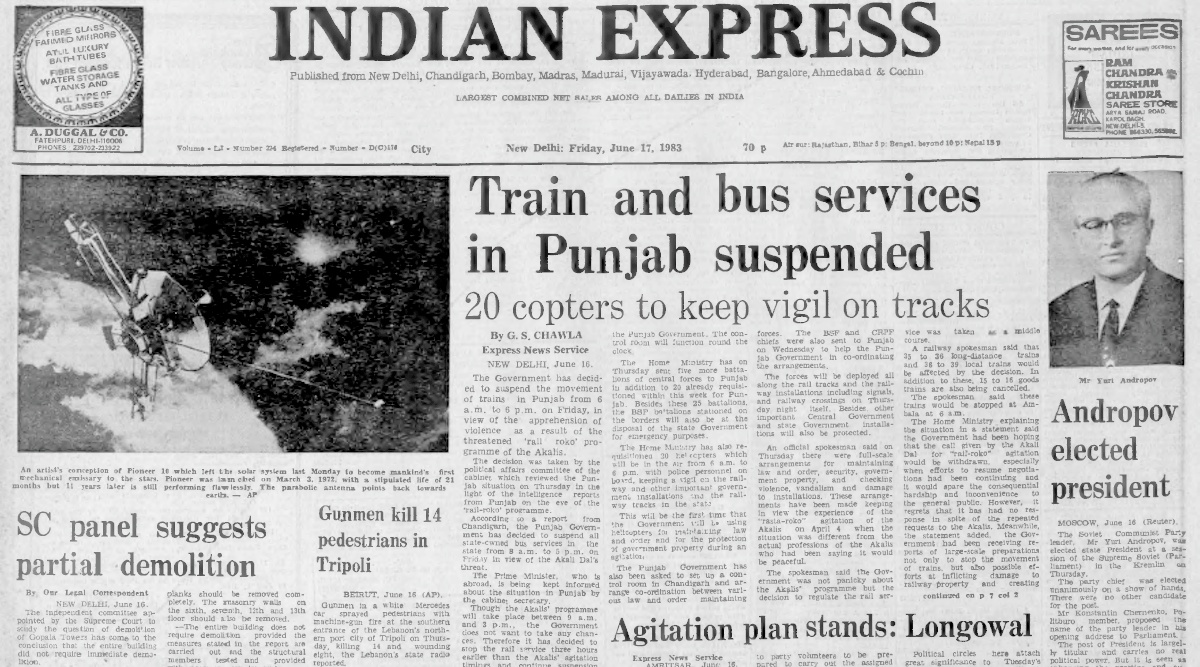 June 17 1983 Forty Years Ago Rail Roko Protest The Indian Express