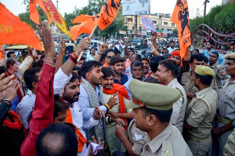 Protest against Adipurush in Varanasi