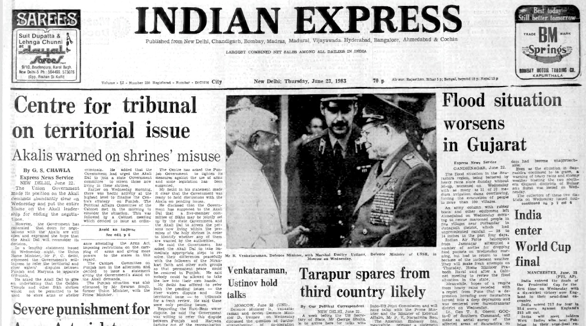 June 23, 1983, Forty Years Ago Centre vs Akali Dal The Indian Express