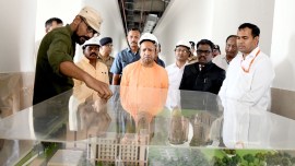 Yogi Adityanath, foundation stone, Yogi Adityanath Sonbhadra visit, UP development projects, agricultural science centre, double engine government, Narendra Modi, indian express, indian express news