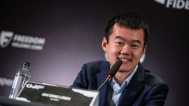 Ding Liren at the World Chess Championship.