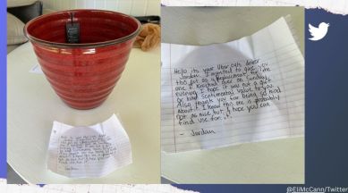 Food delivery man’s gesture after accidentally breaking flower pot wows internet