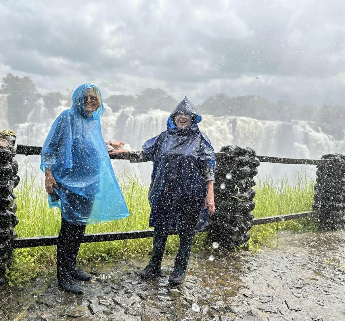 Dr. Sandra Hazelip and Eleanor Hamby at the Victoria Falls in Zambia. (Eleanor Hamby via The New York Times)
