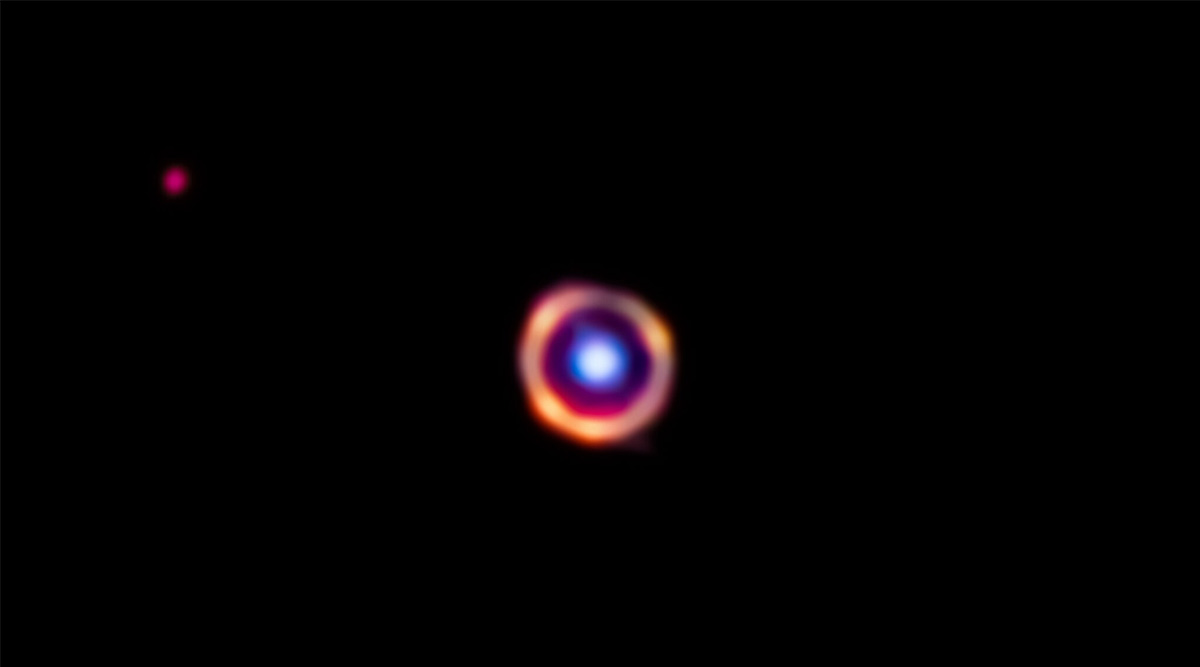 A distant galaxy in the shape of an einstein ring