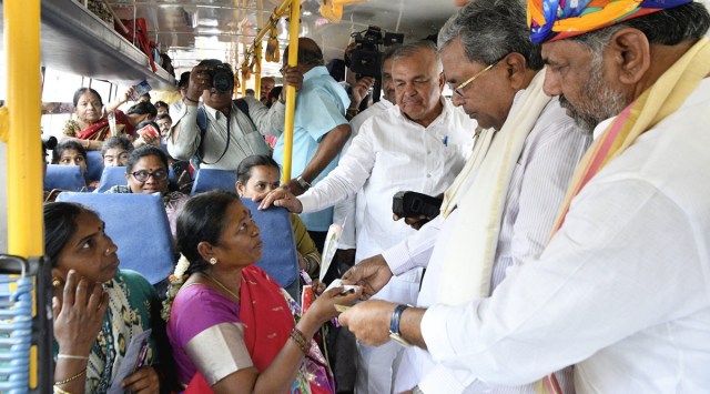 Karnataka’s Cong govt flags off first of 5 promises: free bus ride for women