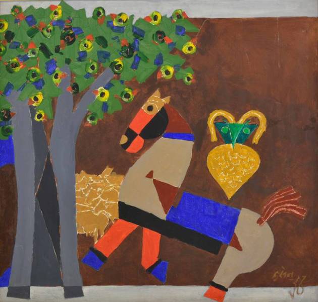 M F Husain_44_X42_Oil on Canvas_1950's_Untitled