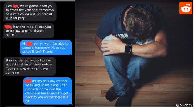 Man quits after boss asks him to work on his day off because he is single