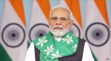 Narendra Modi, International Yoga Day, Bhupendra Patel, Home Minister Harsh Sanghvi, and state BJP chief CR Paatil, Ahmedabad news, Gujarat, Indian Express, Current affairs