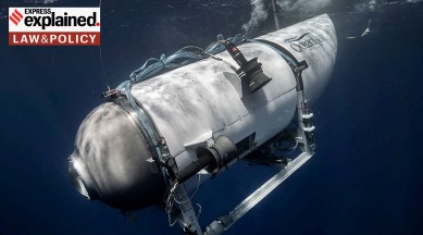 The Titan submersible operated by OceanGate Expeditions dives in an undated photograph