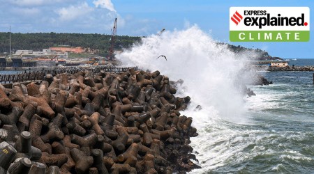 High tidal waves crash on the shore at the Vizhinjam harbour in Thiruvananthapuram, Thursday, June 8, 2023.