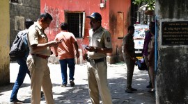 Police outside the hostel on Wednesday. Ganesh Shirsekar Rape-Murder in south Mumbai hostel