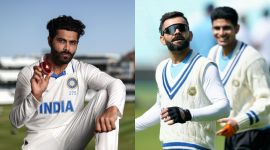 Ravindra Jadeja, Virat Kohli and Shubhman Gill