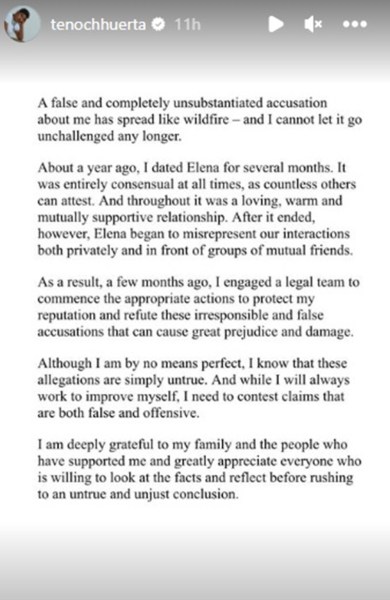 Tenoch Huerta denies sexual abuse