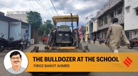 The bulldozer at the school