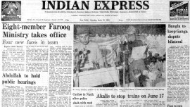 This is the front page of The Indian Express published on June 13, 1983