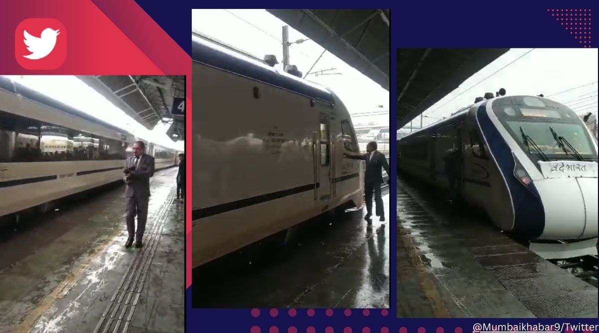 Ticket checker has close shave as he tries to board moving Vande Bharat Express. Watch - The Indian Express