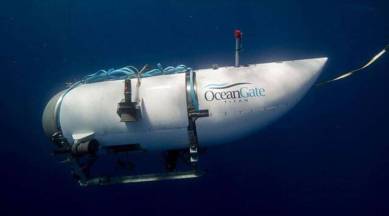 Made of titanium and carbon fiber, Titan weighs about 21,000 pounds and is listed as measuring 22 feet by 9.2 feet by 8.3 feet, with 96 hours of “life support” for five people. (Photo: OceanGate Expeditions)