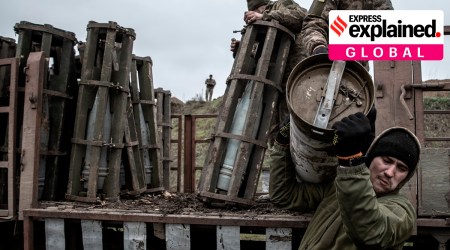 A Ukrainian artillery team with missiles in the southern Kherson region of Ukraine, Dec. 1, 2022.