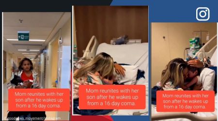 Video shows woman reuniting with her little son after he wakes up from 16-day coma