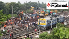 Restoration work in progress after the train accident at Bahanaga, Odisha.