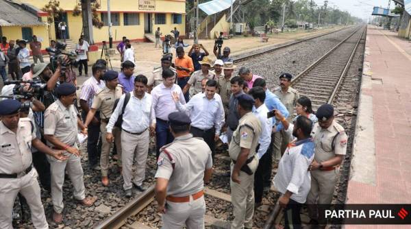 CBI senior officials during inspection at Bahanagar Bazar railway station. (Express photo by Partha Paul)