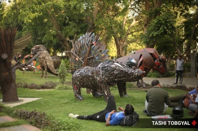 art, art installation, artwork, scrap metal, waste to art, park, new delhi park, chanakyapuri, g20, new delhi, india, indian express