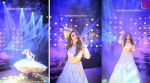 Woman in lehenga performs dance on skates during sangeet ceremony