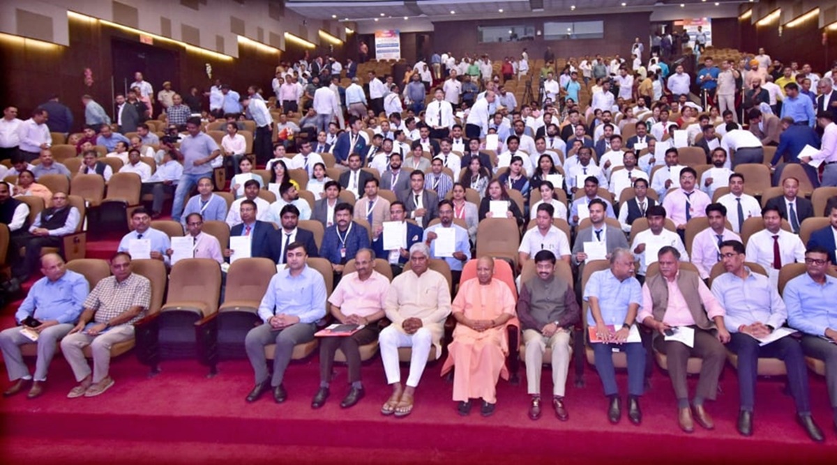 Yogi Adityanath, DISTRTIBUTION of appointment letters, Udyami Mitras appointment letters, one-trillion dollar economy, CM Lucknow meeet, vigilant forces in India, indian express, idnian express news