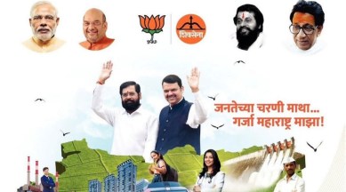 Eknath Shinde ad, Devendra Fadnavis ad, Eknath Shinde Devendra Fadnavis ad, Mumbai news, Maharashtra, Indian Express, current affairs