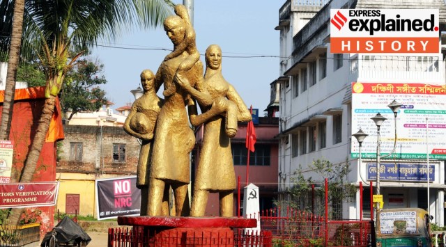 This statue showing a family walking together is symbolic of the partition of Bengal, and is located at Netajinagar, one of the refugee colonies in Kolkata.