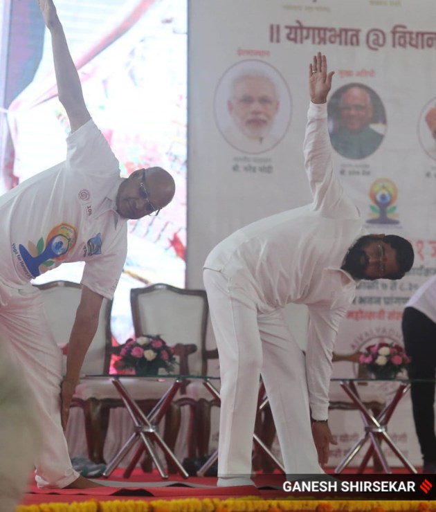eknath shinde yoga day, yoga day
