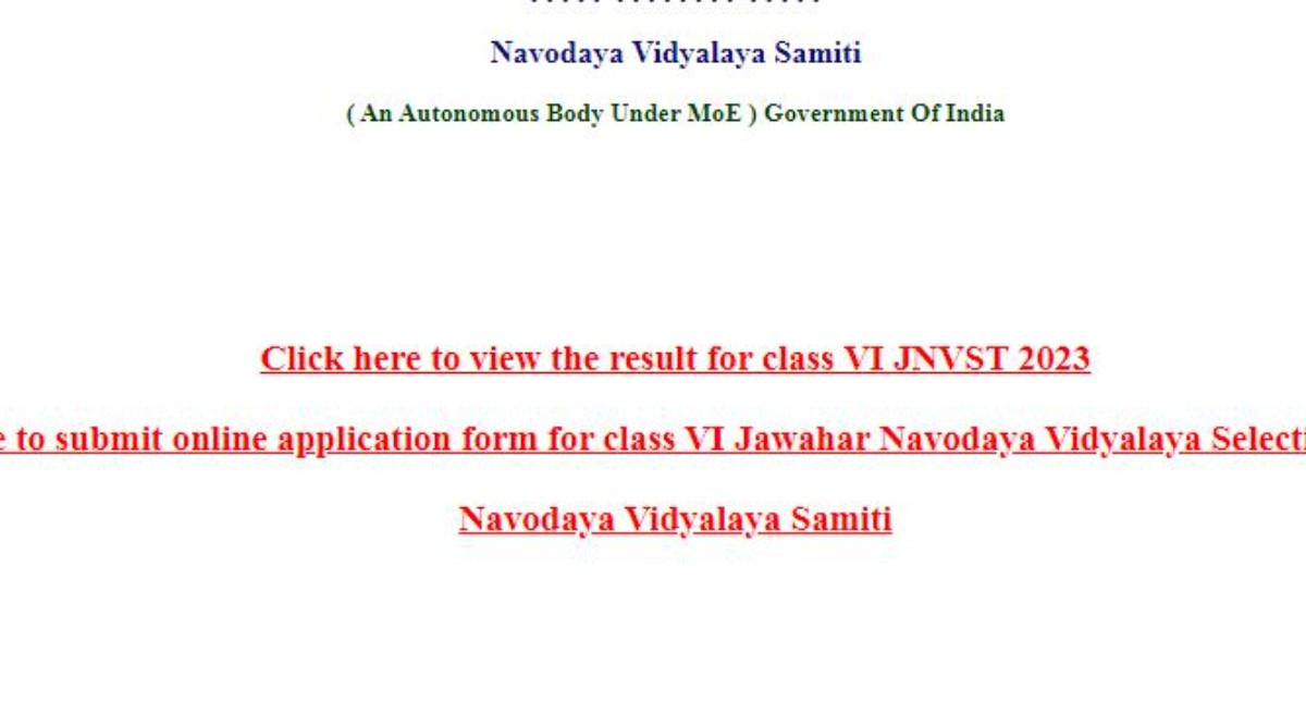 Jnvst Class Admissions Website To Check Results Navodaya Gov