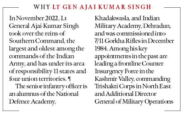 Lt Gen Ajai Kumar Singh, General Officer Commanding-in-Chief of the Pune-headquartered Southern Command