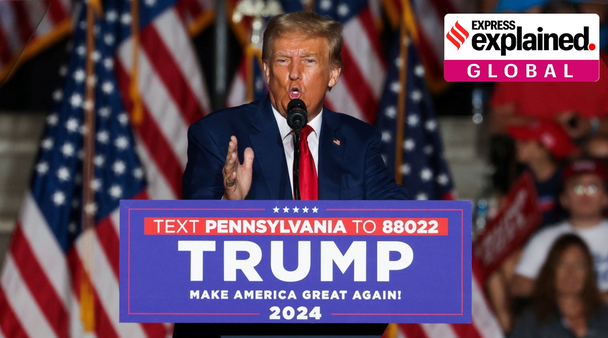 Former U.S. President and Republican presidential candidate Donald Trump speaks during a campaign rally in Erie, Pennsylvania, U.S., July 29, 2023.