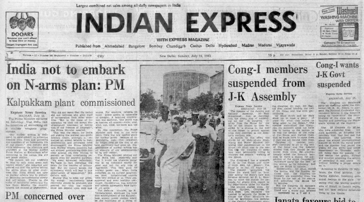July 24, 1983, Forty Years Ago No nuclear plan The Indian Express