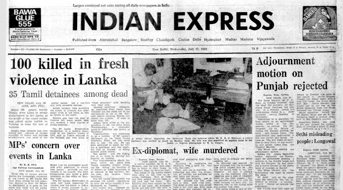 July 27, 1983, Forty Years Ago: Sri Lanka Violence | The Indian Express