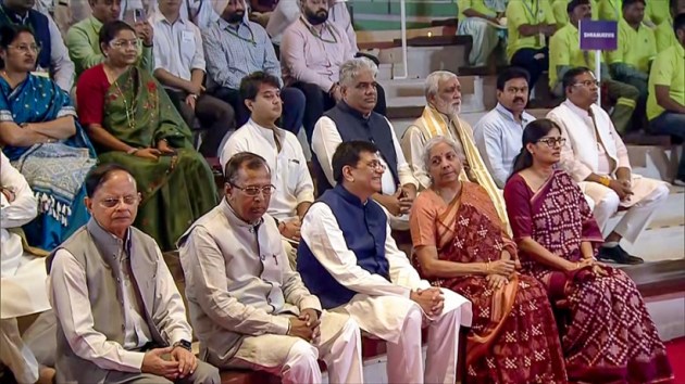 Dignitaries attend a Havan and Puja being performed by PM Narendra Modi at the new ITPO complex