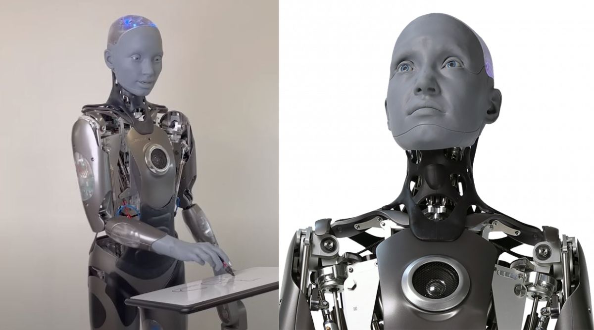 Watch humanoid robot Ameca, equipped with Stable Diffusion, draw a cat